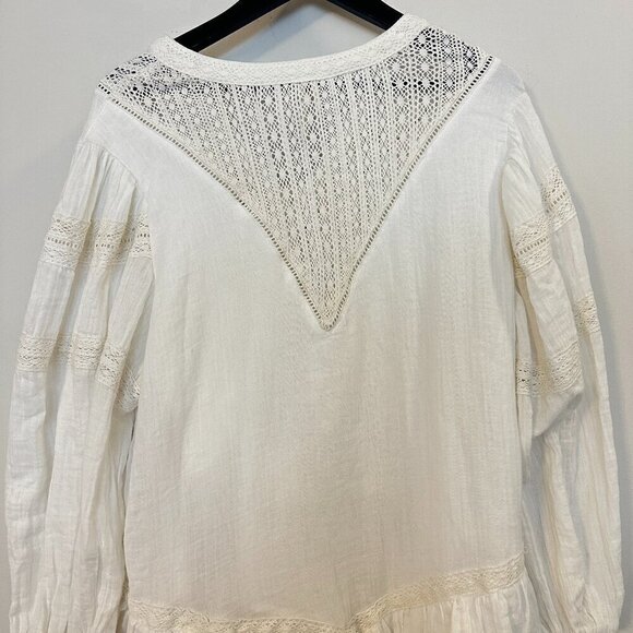 FREE PEOPLE Sachi Long Sleeve Ruffle Minidress in Ivory Size Large NWT - Picture 11 of 16